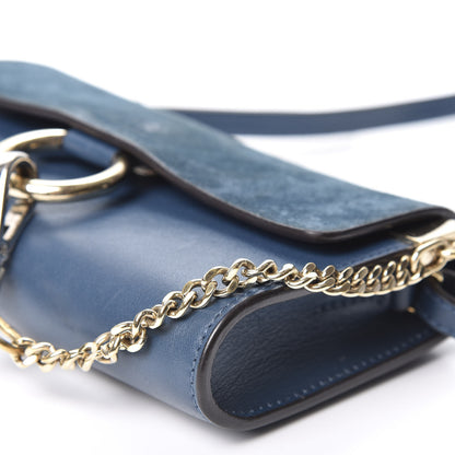 Chloe Suede Calfskin Mini Faye Shoulder Bag Majolica Blue 6 of 10