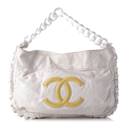 Chanel Calfskin Modern Chain Rhodoid Hobo White 1 of 12