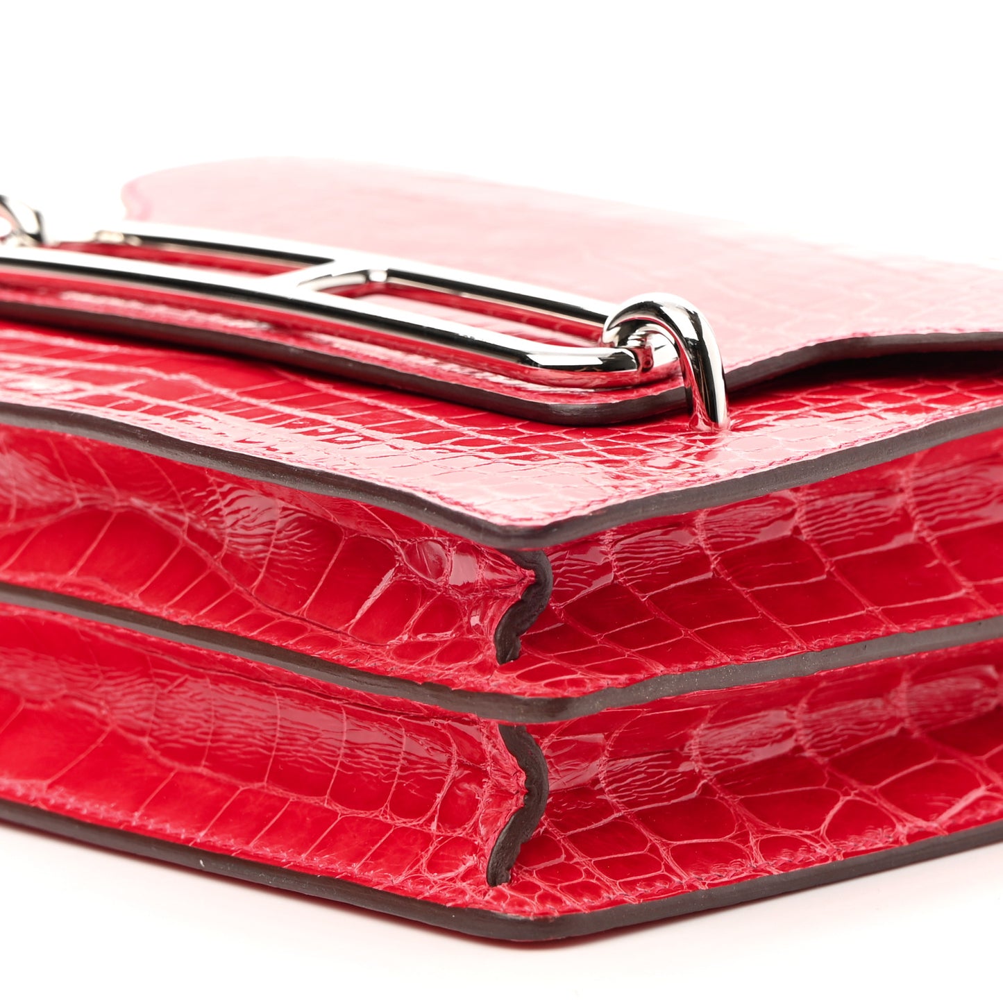 Shiny Alligator Mini Sac Roulis Bougainvillea