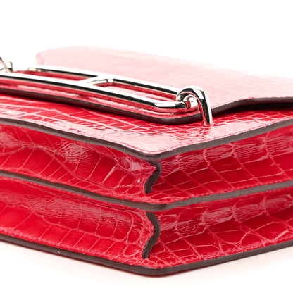 Hermes Shiny Alligator Mini Sac Roulis Bougainvillea 9 of 12