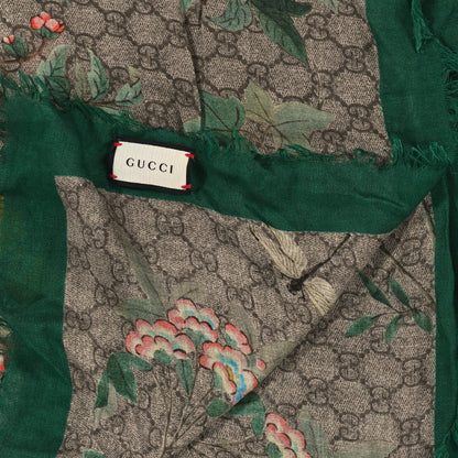 Gucci Modal Silk GG Monogram GG Tian Shawl Scarf Green Dark Green 2 of 4