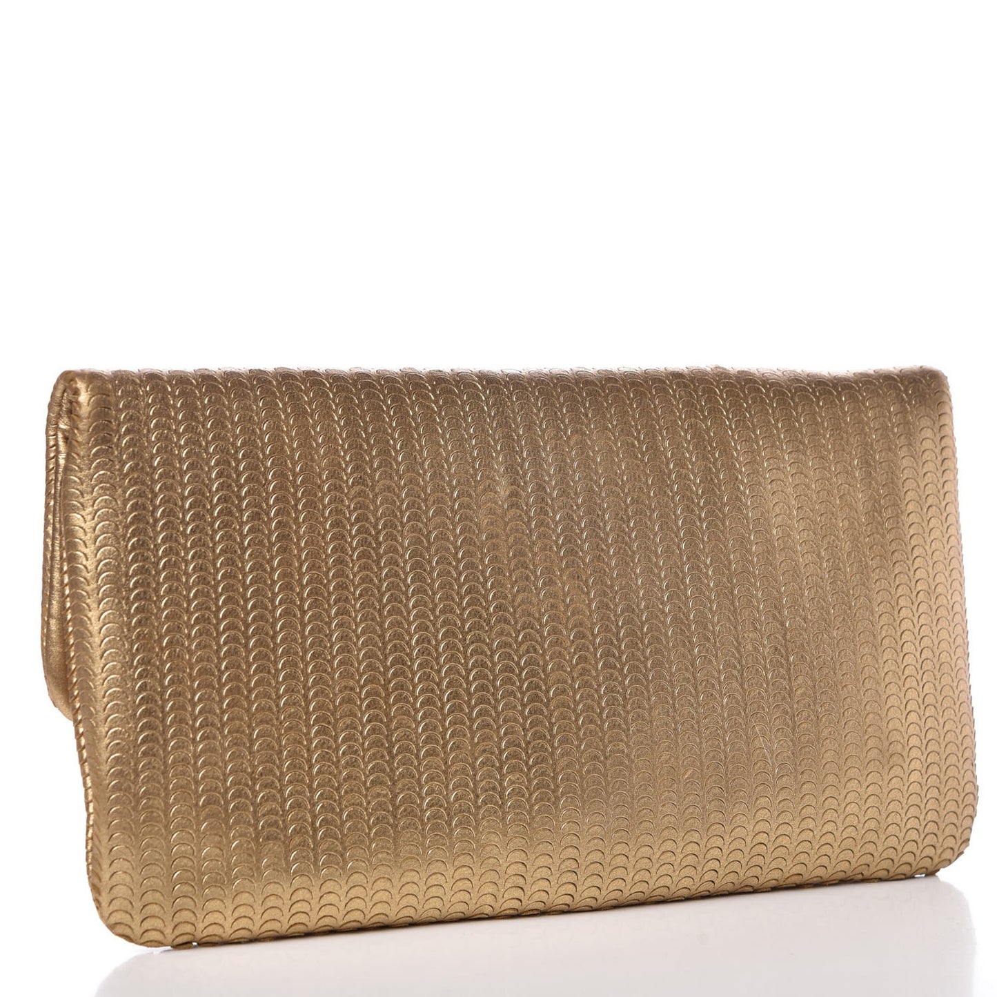 Metallic Lambskin Laser Cut Wristlet Gold