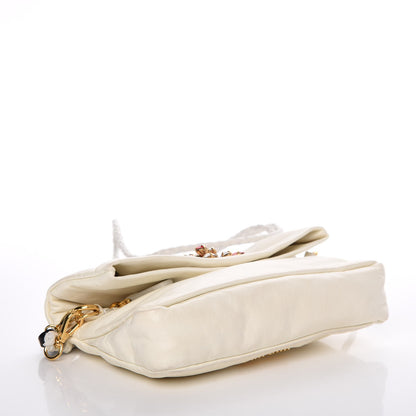 Miu Miu Nappa Crystal Flap Shoulder Bag Bianco White 5 of 12