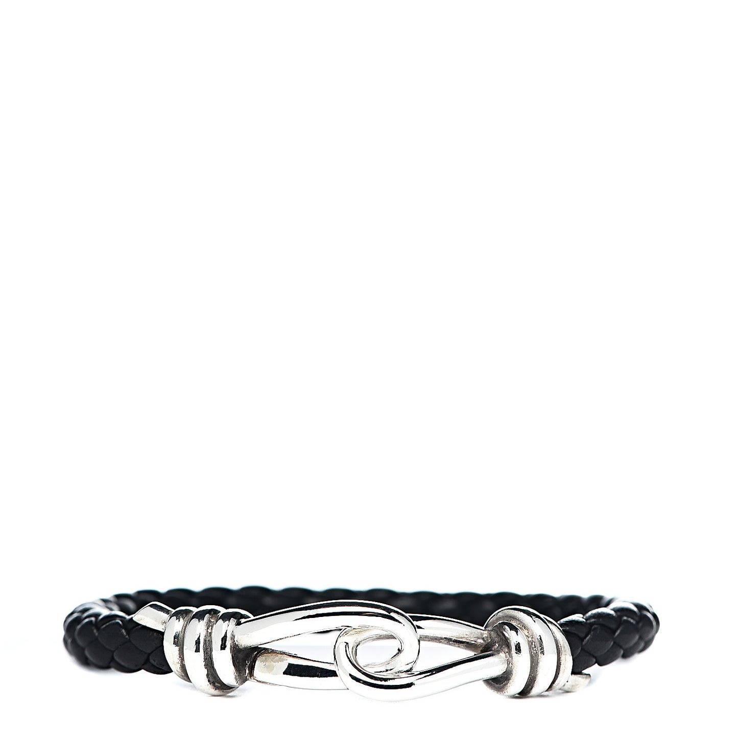 Sterling Silver Calfskin Paloma Picasso Knot Single Braid Bracelet Black