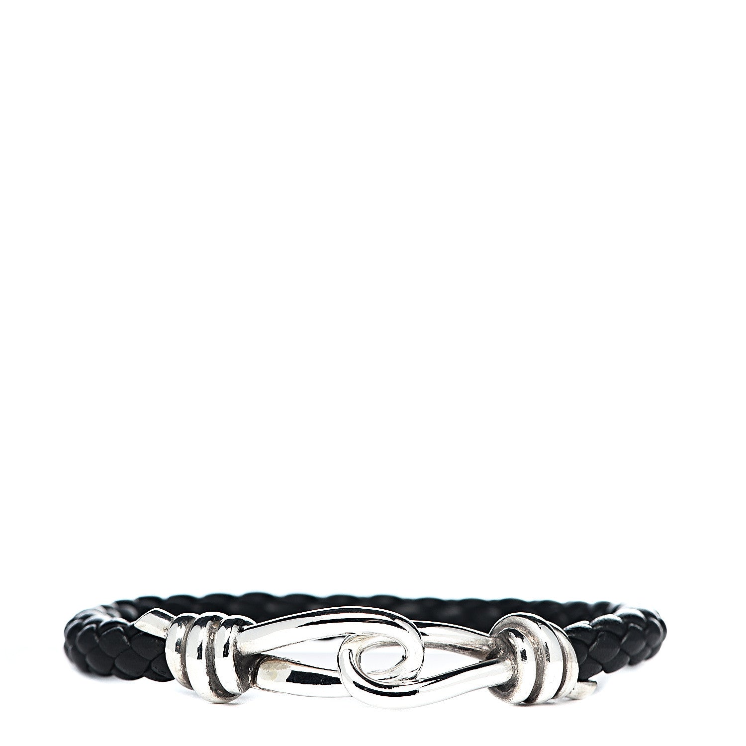 Tiffany Sterling Silver Calfskin Paloma Picasso Knot Single Braid Bracelet Black 1 of 4