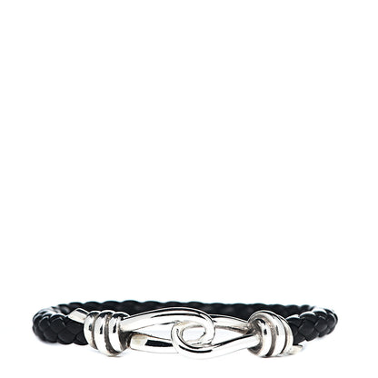 Tiffany Sterling Silver Calfskin Paloma Picasso Knot Single Braid Bracelet Black 1 of 4