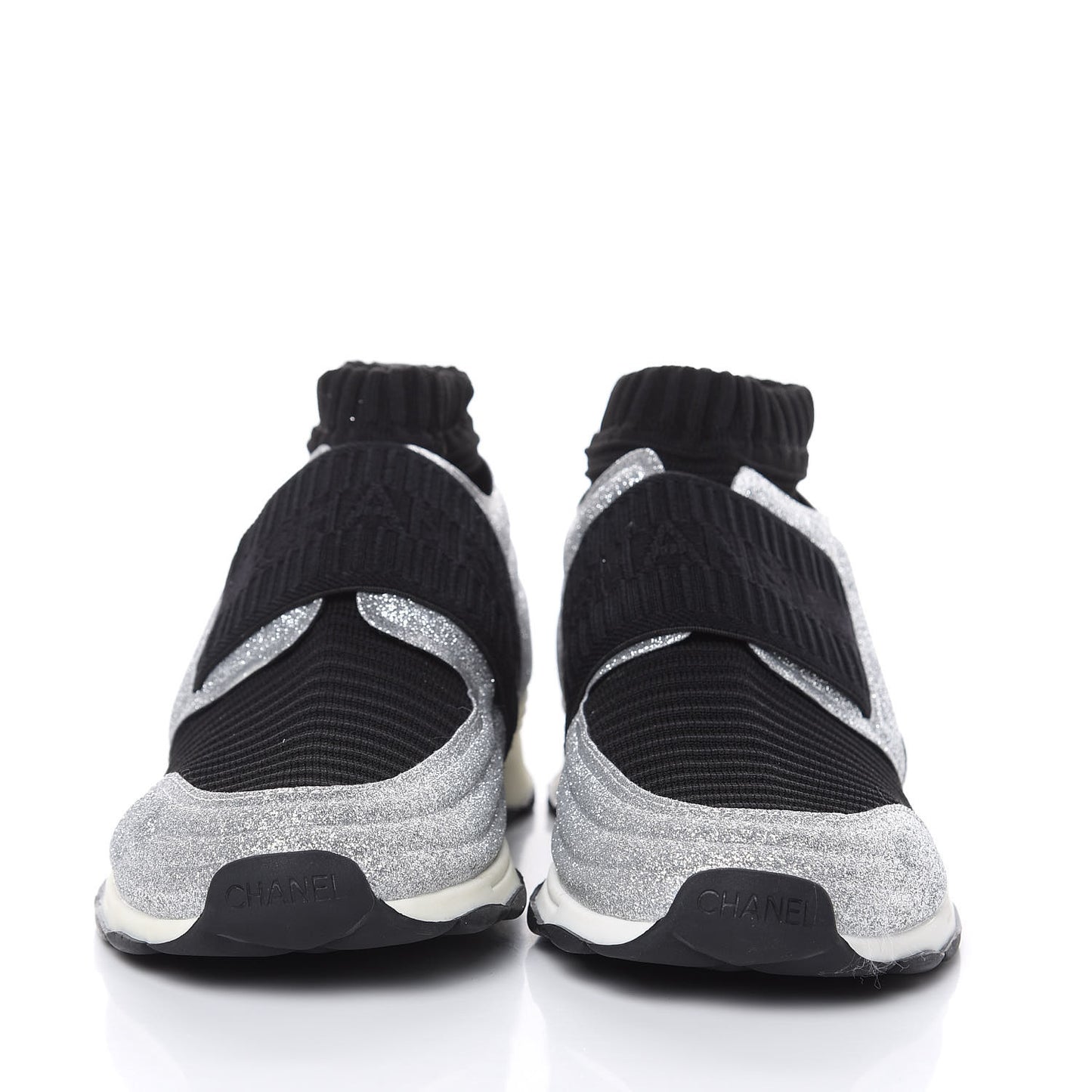Glitter Stretch Fabric CC Sneakers 40 Black Silver