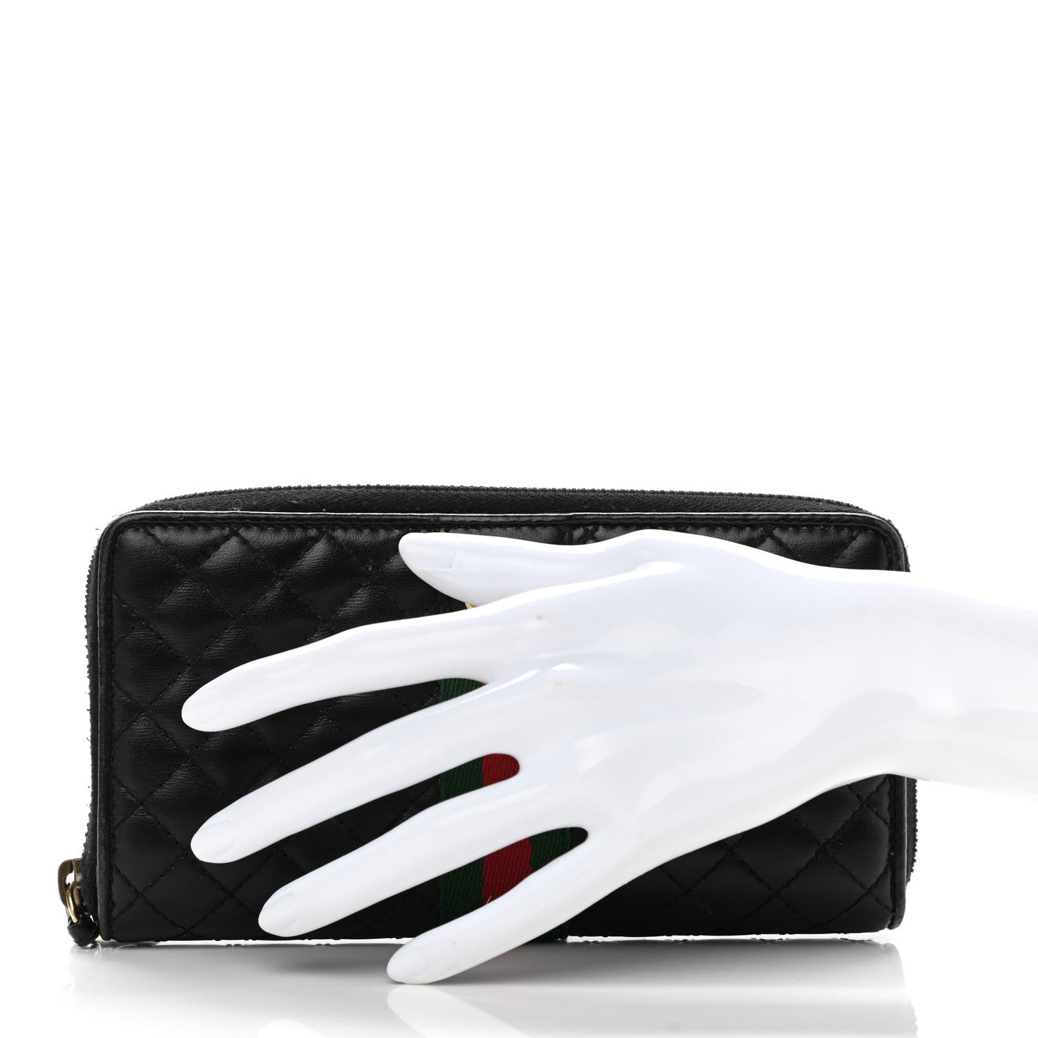 Gucci Calfskin Web Trapuntata GG Zip Around Wallet Black 2 of 9
