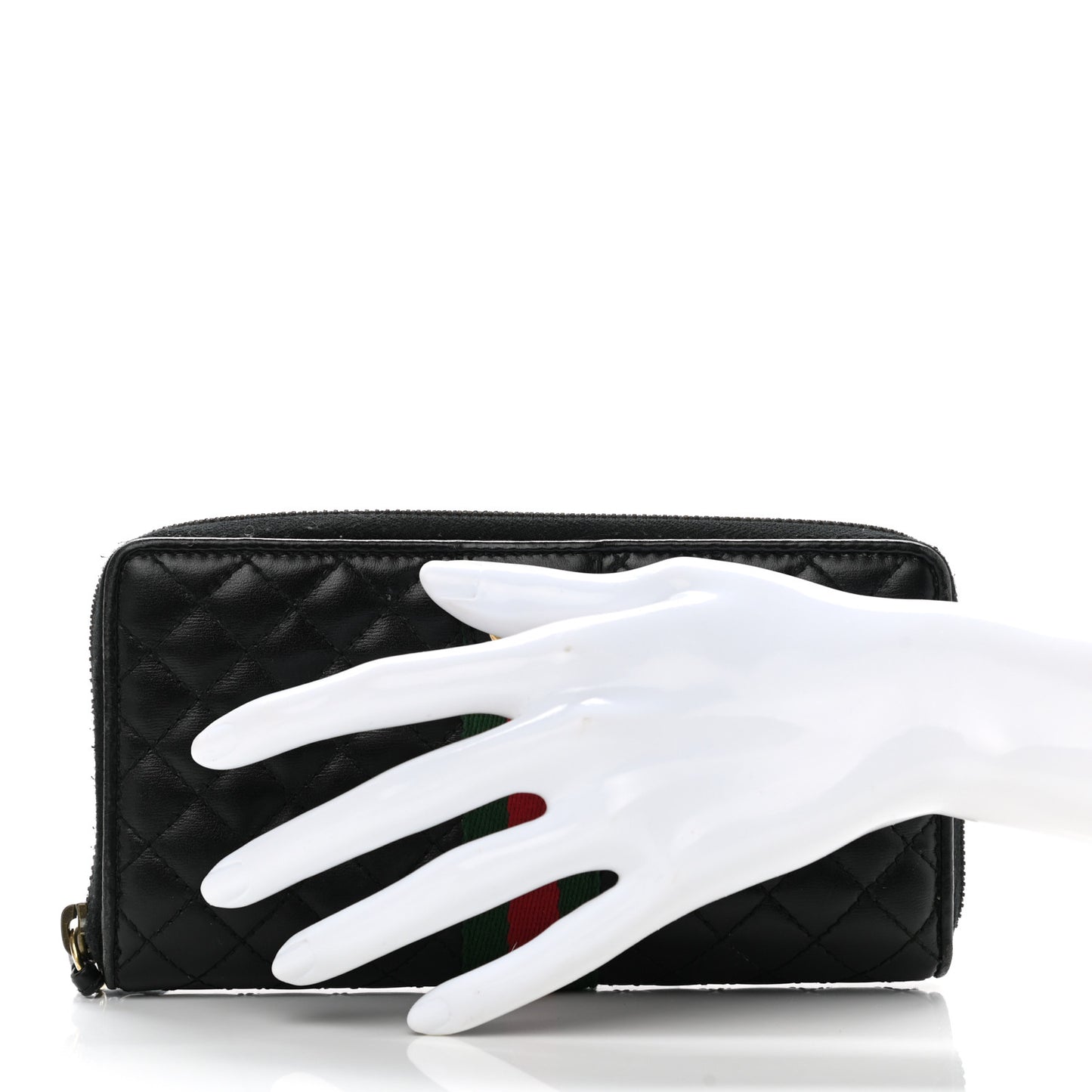 Calfskin Web Trapuntata GG Zip Around Wallet Black