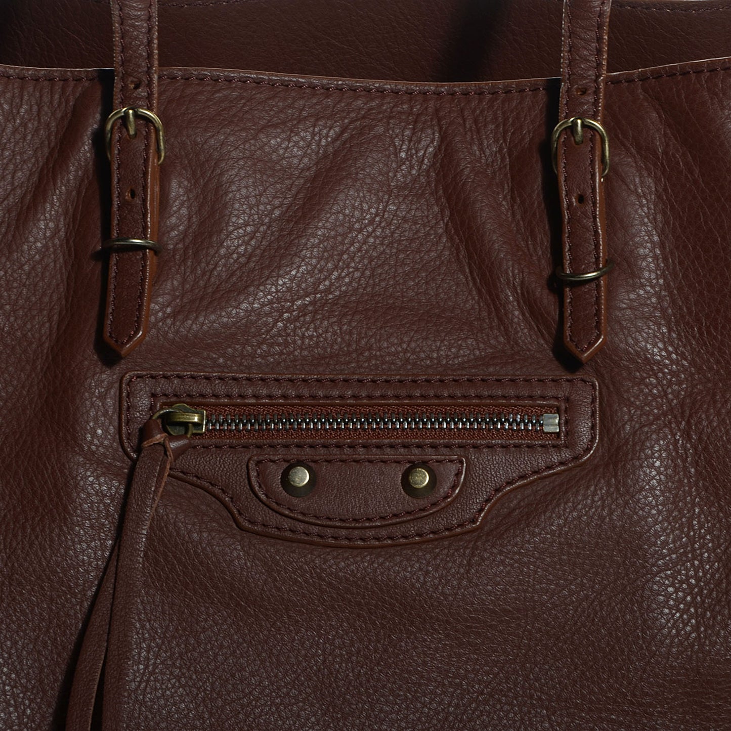 Veau Leather Papier A4 Tote Castagna