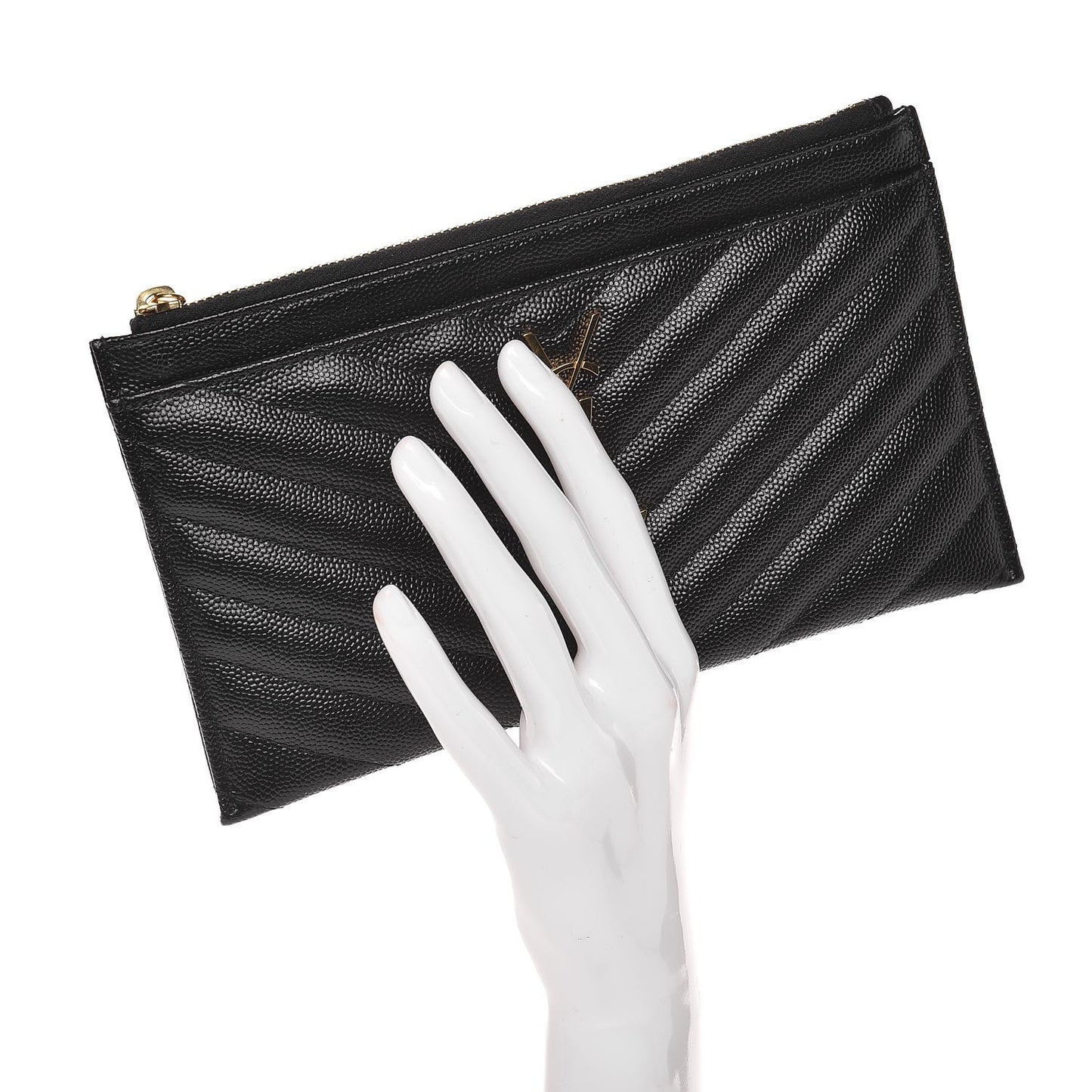 Grain De Poudre Chevron Monogram Bill Pouch Black