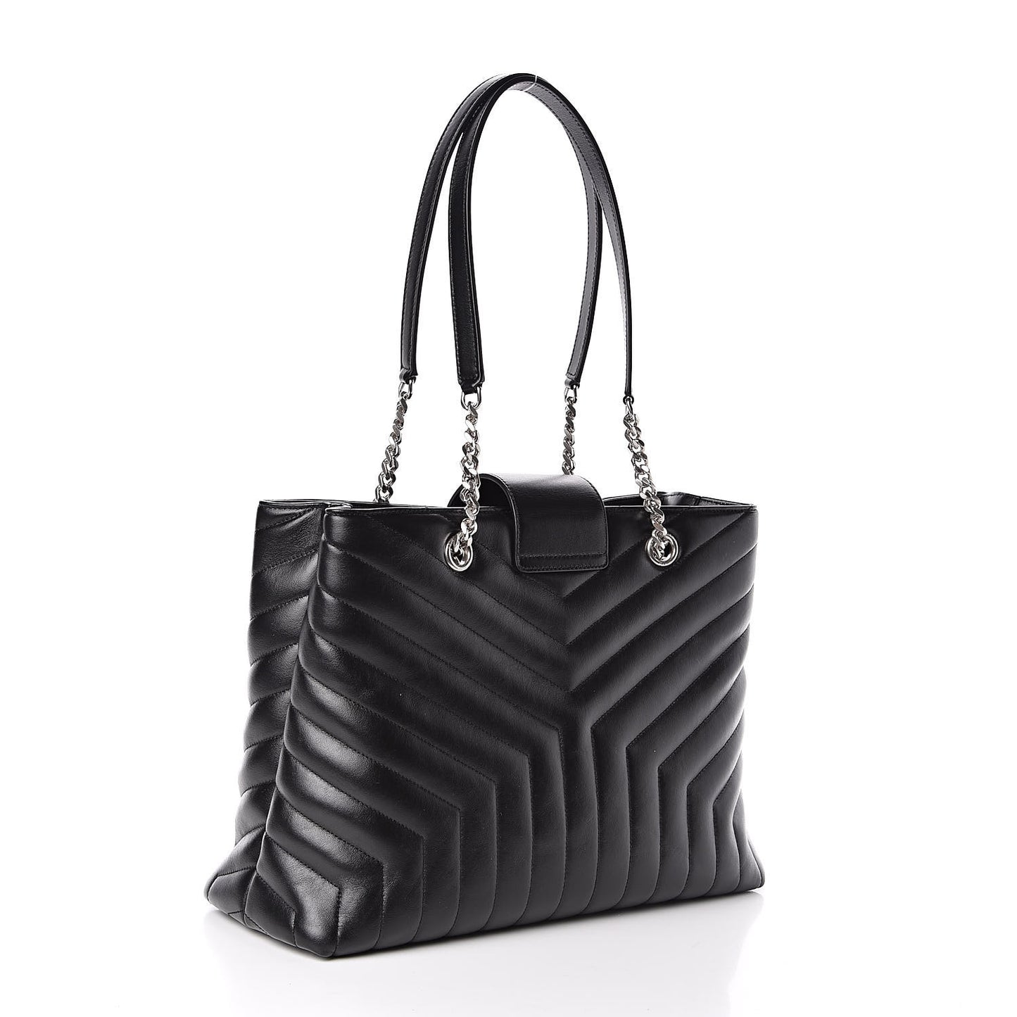 Calfskin Y Quilted Monogram Large Loulou Shopper Black