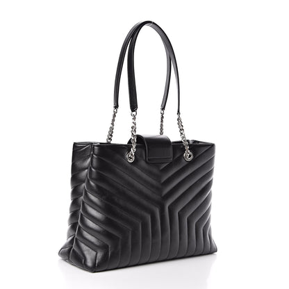 Saint Laurent Calfskin Y Quilted Monogram Large Loulou Shopper Black 3 of 10