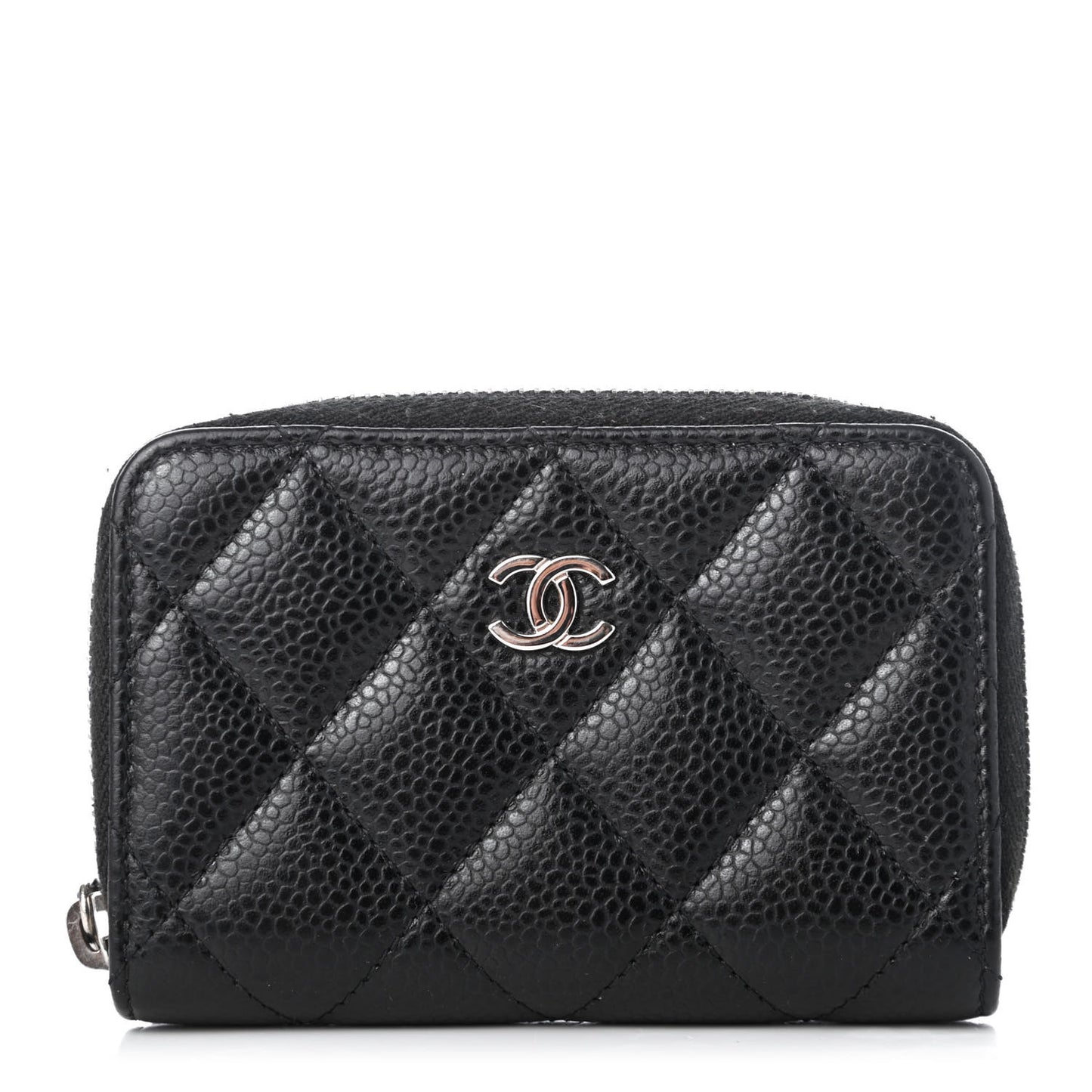 Caviar Quilted Zip Coin Purse Black