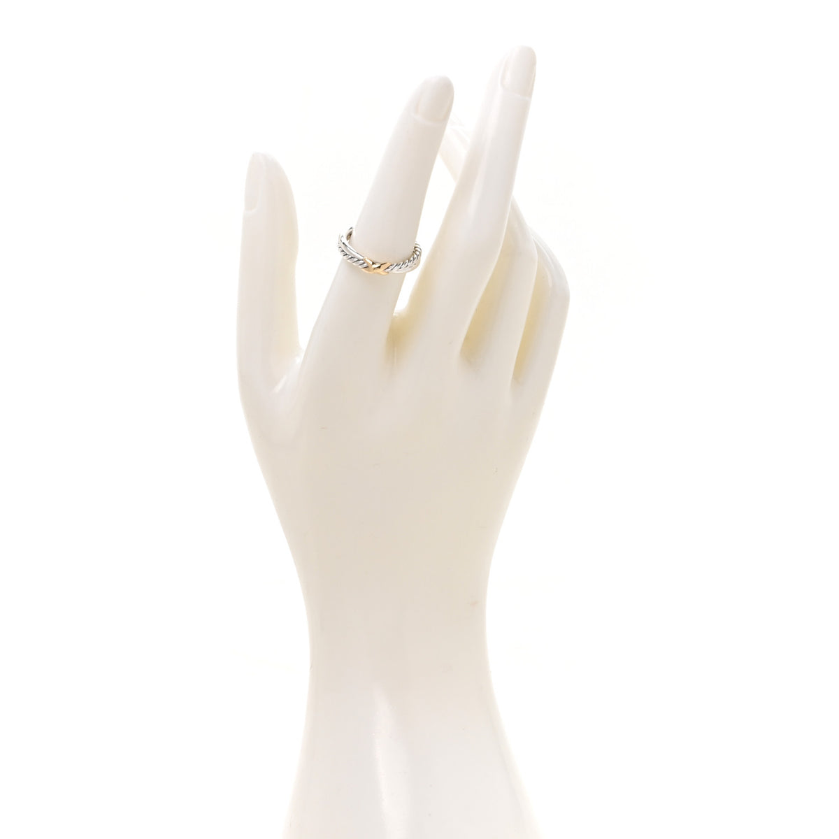 David Yurman Sterling Silver 18K Yellow Gold Petite X Crossover Ring 54 6.75 2 of 4