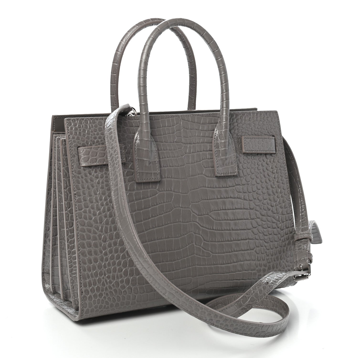 Saint Laurent Calfskin Crocodile Embossed Baby Sac De Jour Fog 2 of 10