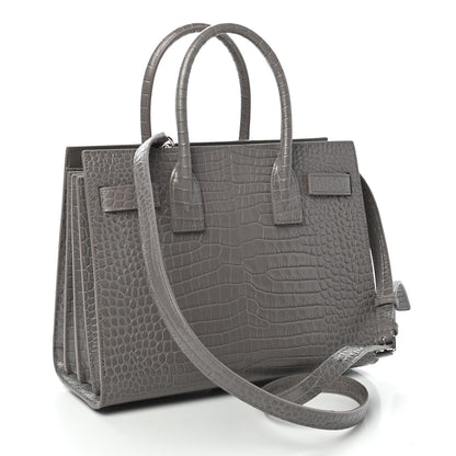 Saint Laurent Calfskin Crocodile Embossed Baby Sac De Jour Fog 2 of 10