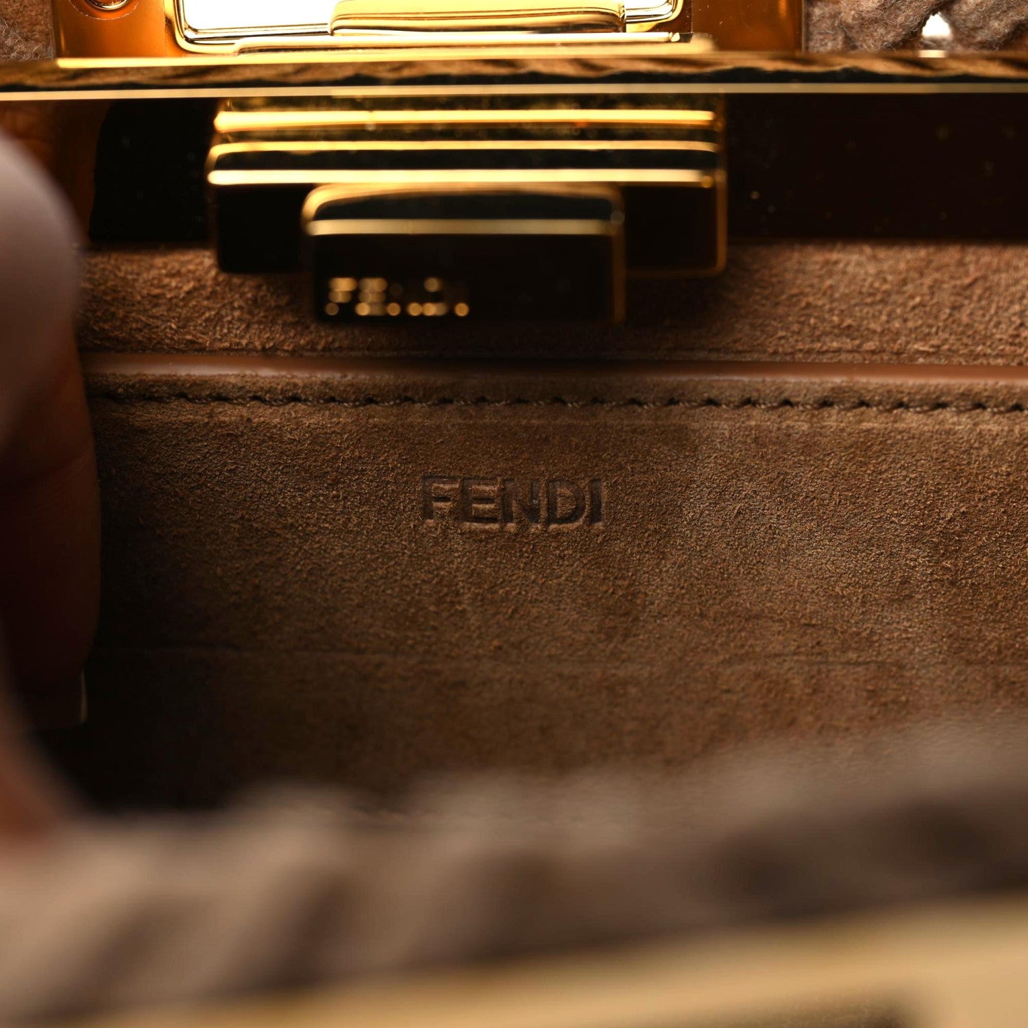 Fendi Flannel Woven Medium Peekaboo I SEE U Satchel Brown 7 of 8