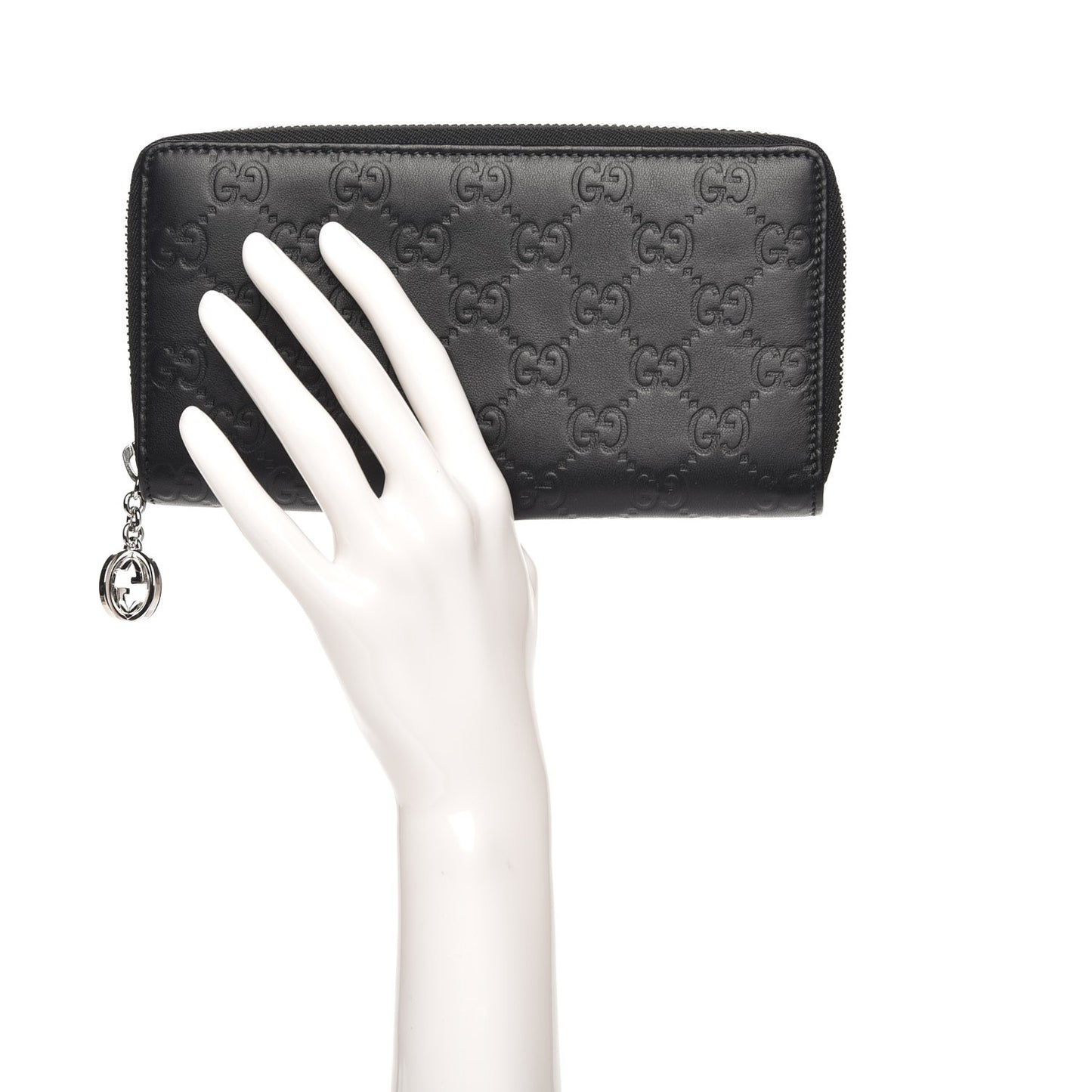 Guccissima Large Twins Zip Around Wallet Black