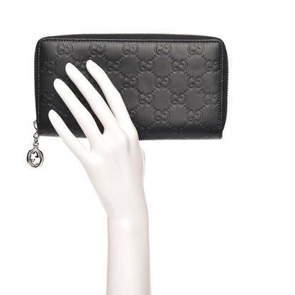 Gucci Guccissima Large Twins Zip Around Wallet Black 2 of 7