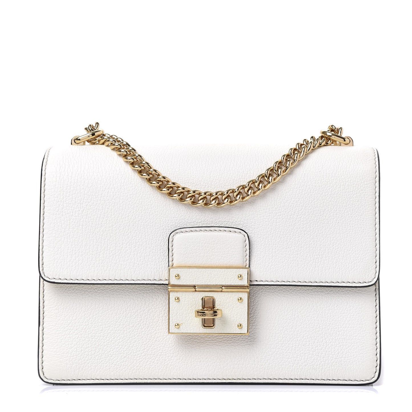 Grained Calfskin Rosalia Shoulder Bag White