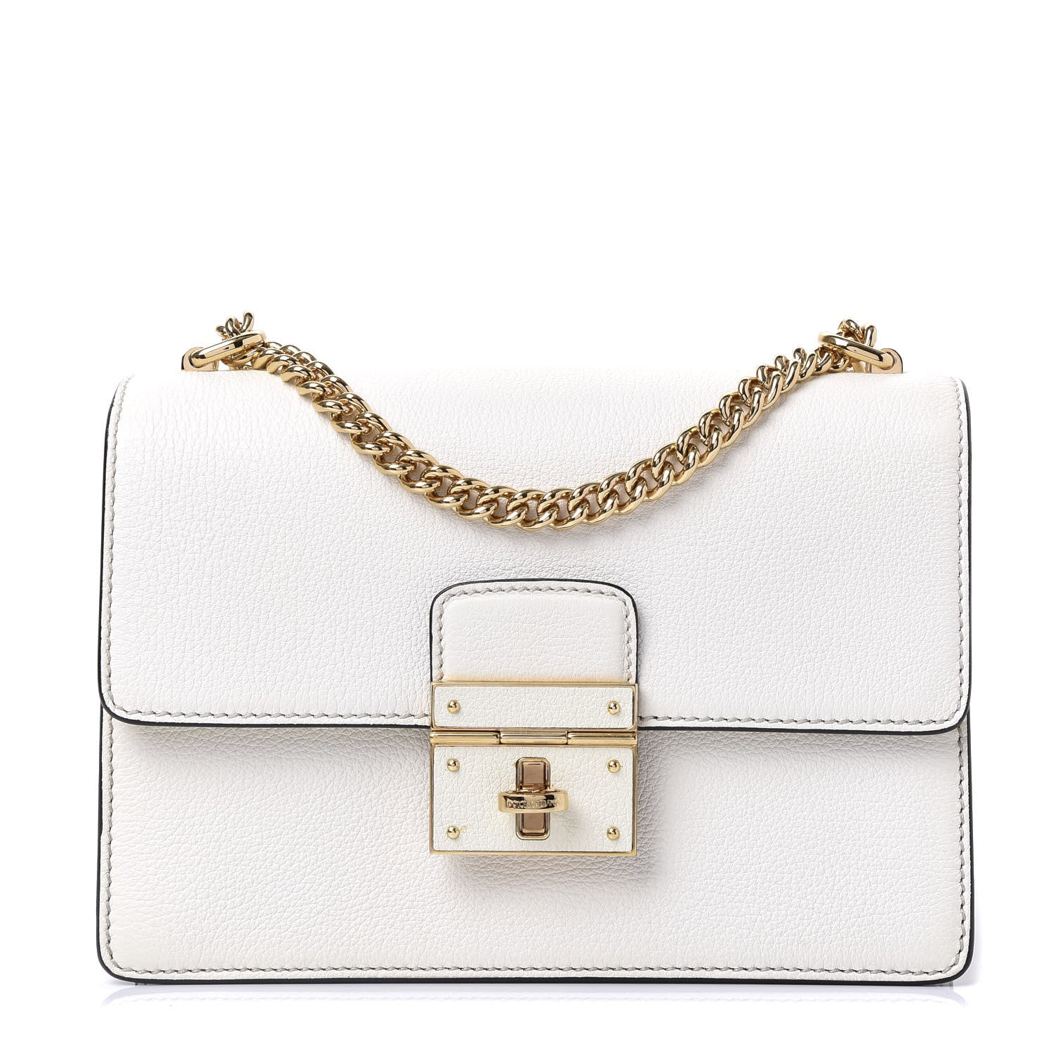 Dolce & Gabbana Grained Calfskin Rosalia Shoulder Bag White 1 of 8