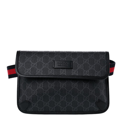 Gucci GG Supreme Monogram Web Slim Belt Bag Black Grey 1 of 12