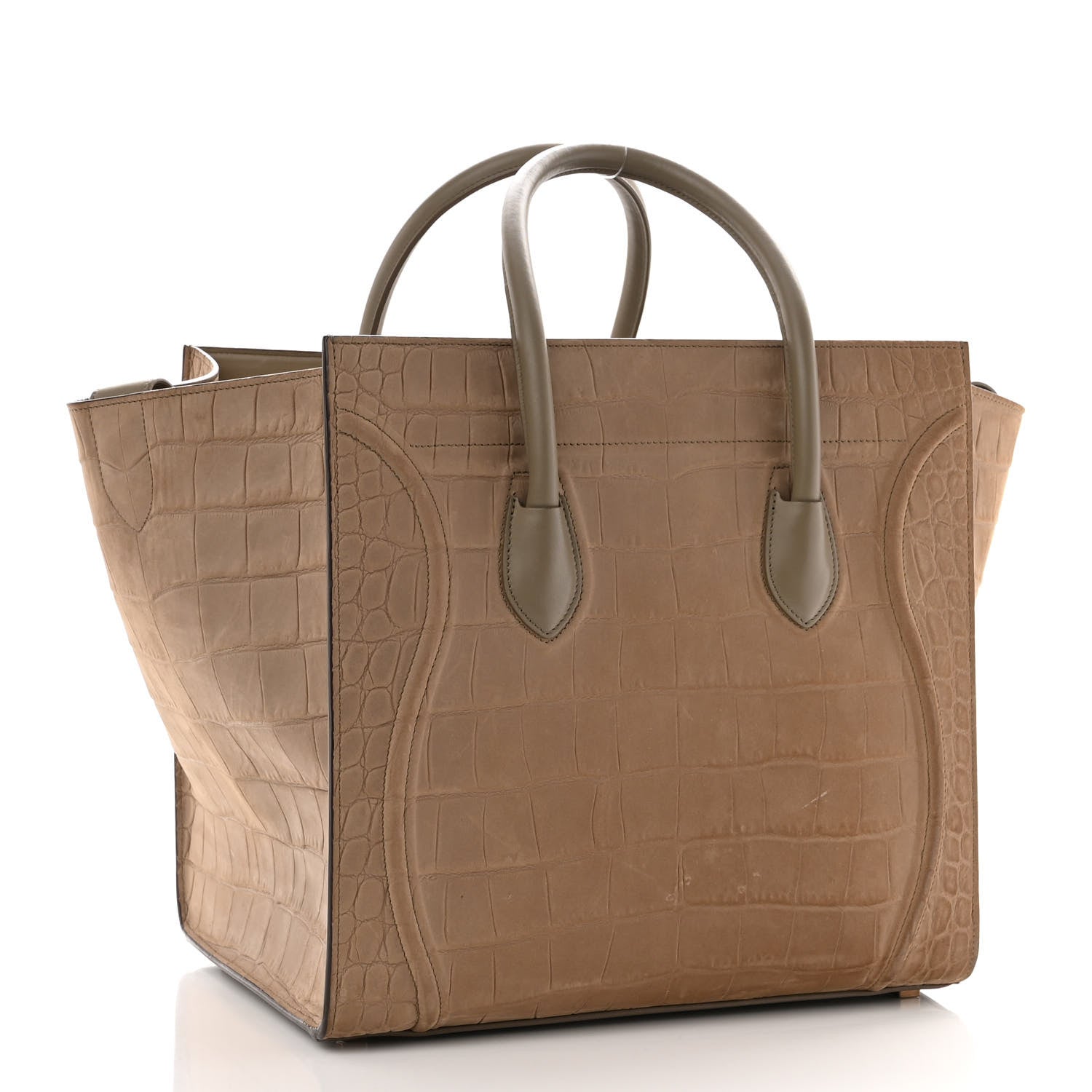 Celine Crocodile Embossed Nubuck Phantom Luggage Beige 3 of 12