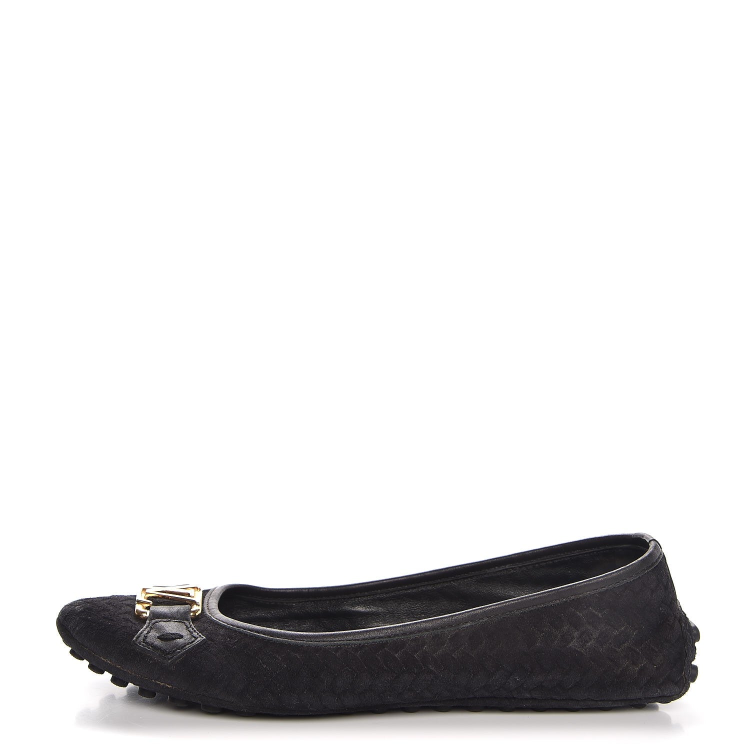 Louis Vuitton Woven Suede Oxford Ballerina Flats 35 Black 1 of 9