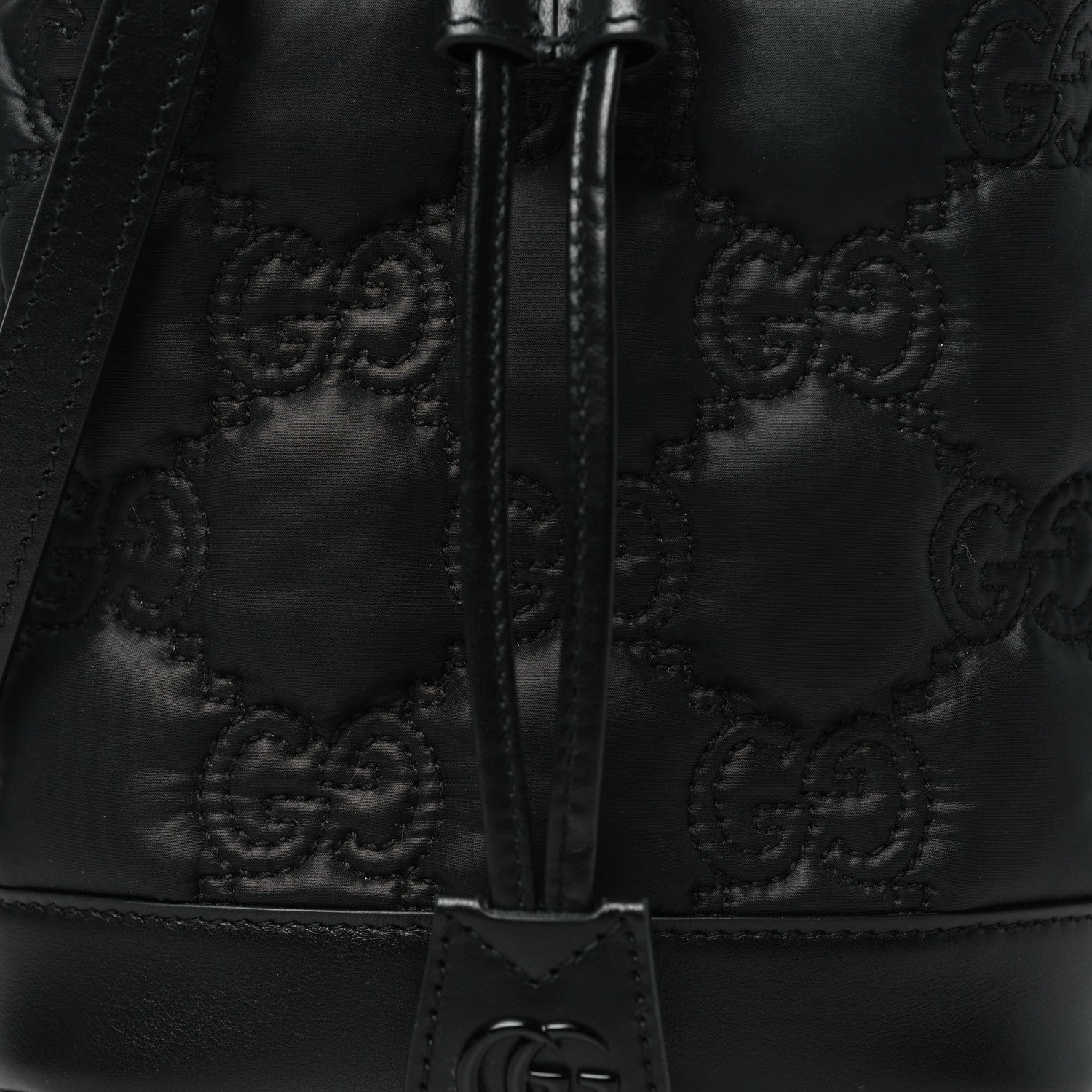 Gucci Nylon Calfskin Enamel GG Matelasse Bucket Bag Black 8 of 10