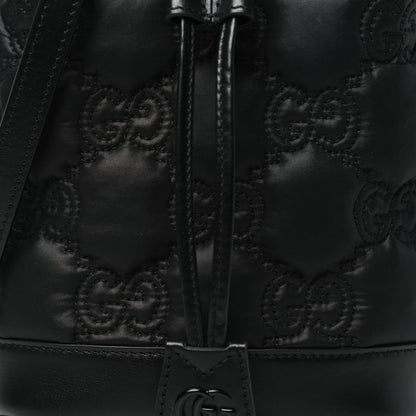 Gucci Nylon Calfskin Enamel GG Matelasse Bucket Bag Black 8 of 10