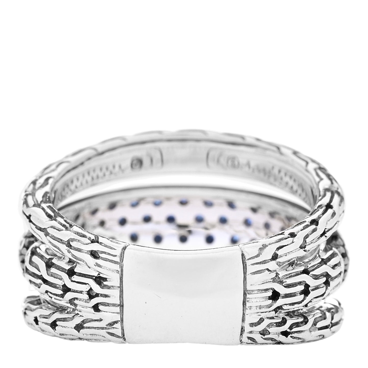 Sterling Silver Blue Sapphire Classic Chain Three Row Ring 54 7