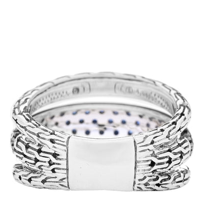 John Hardy Sterling Silver Blue Sapphire Classic Chain Three Row Ring 54 7 3 of 5