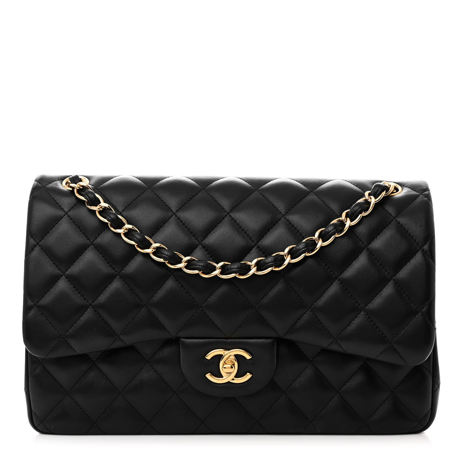Chanel Lambskin Quilted Jumbo Double Flap Black 2 of 31