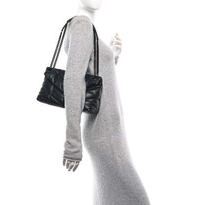 Saint Laurent Lambskin Quilted Monogram Monochrome Small Loulou Puffer Chain Satchel Black 2 of 11