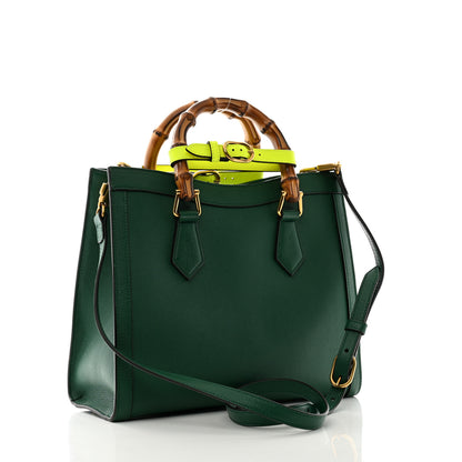 Gucci Wonka Grain Calfskin Small Diana Tote Bag Green Yellow Fluo 3 of 11