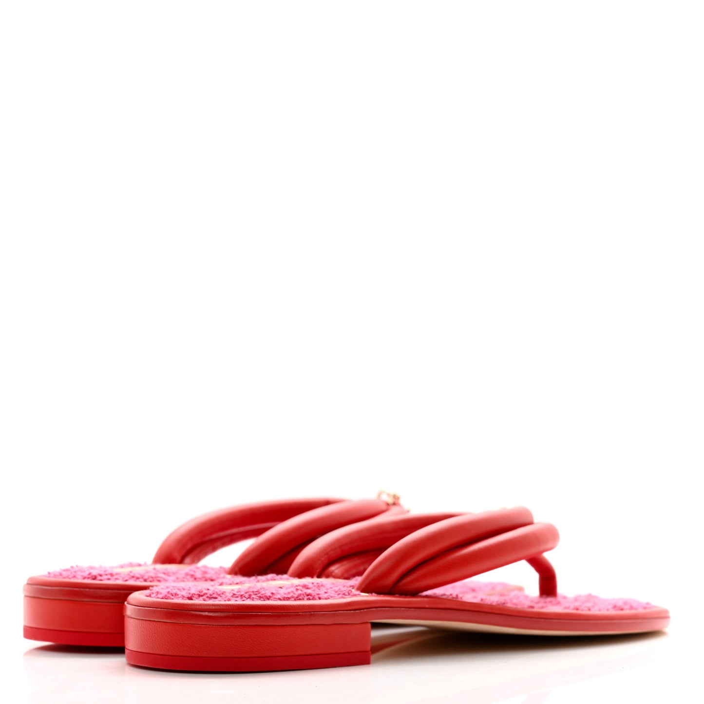 Lambskin Terry Cloth CC Thong Sandals 37.5 Pink