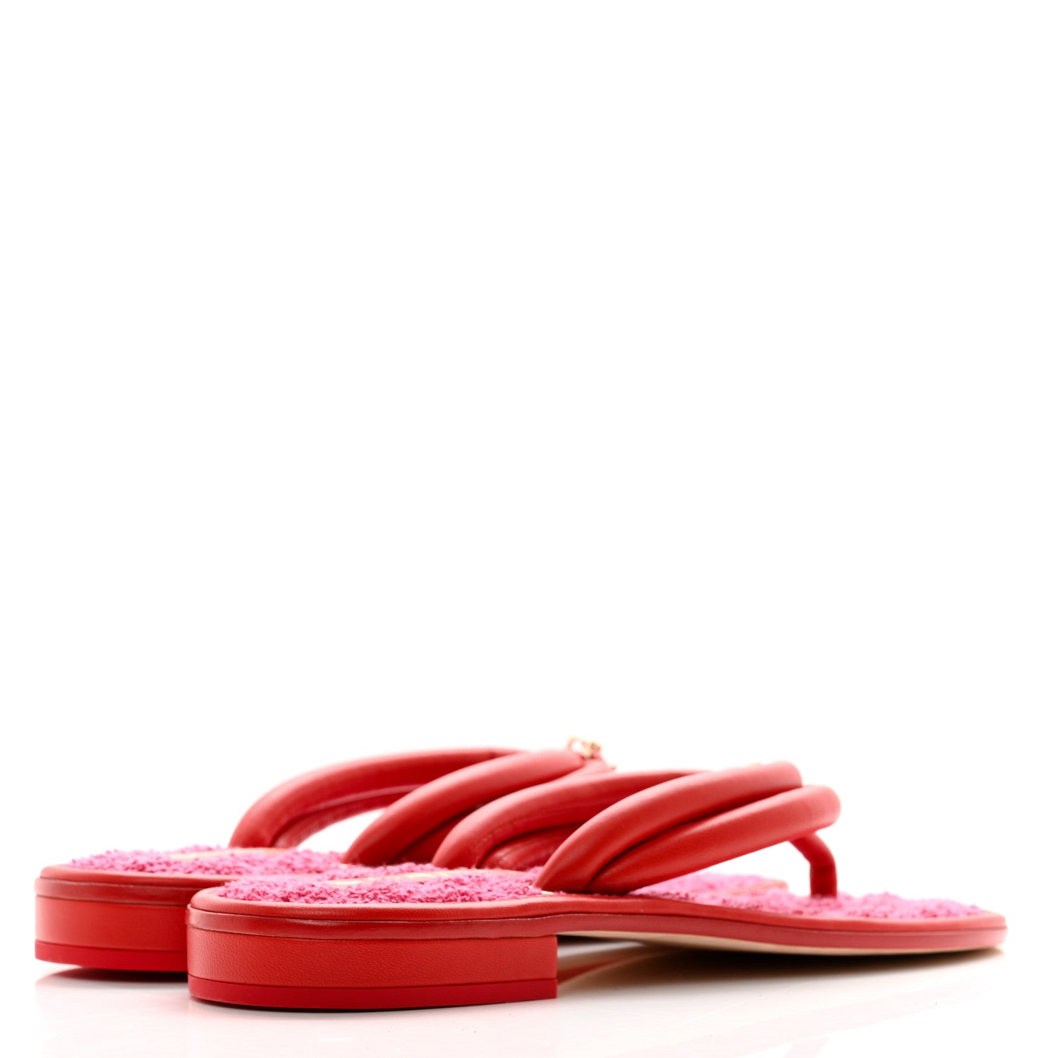 Chanel Lambskin Terry Cloth CC Thong Sandals 37.5 Pink 4 of 8
