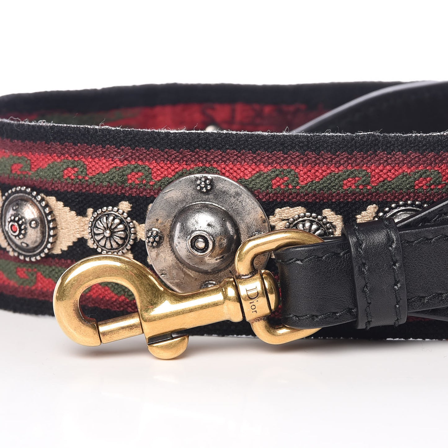 Canvas Embroidered Studded Bohemian Shoulder Strap Red