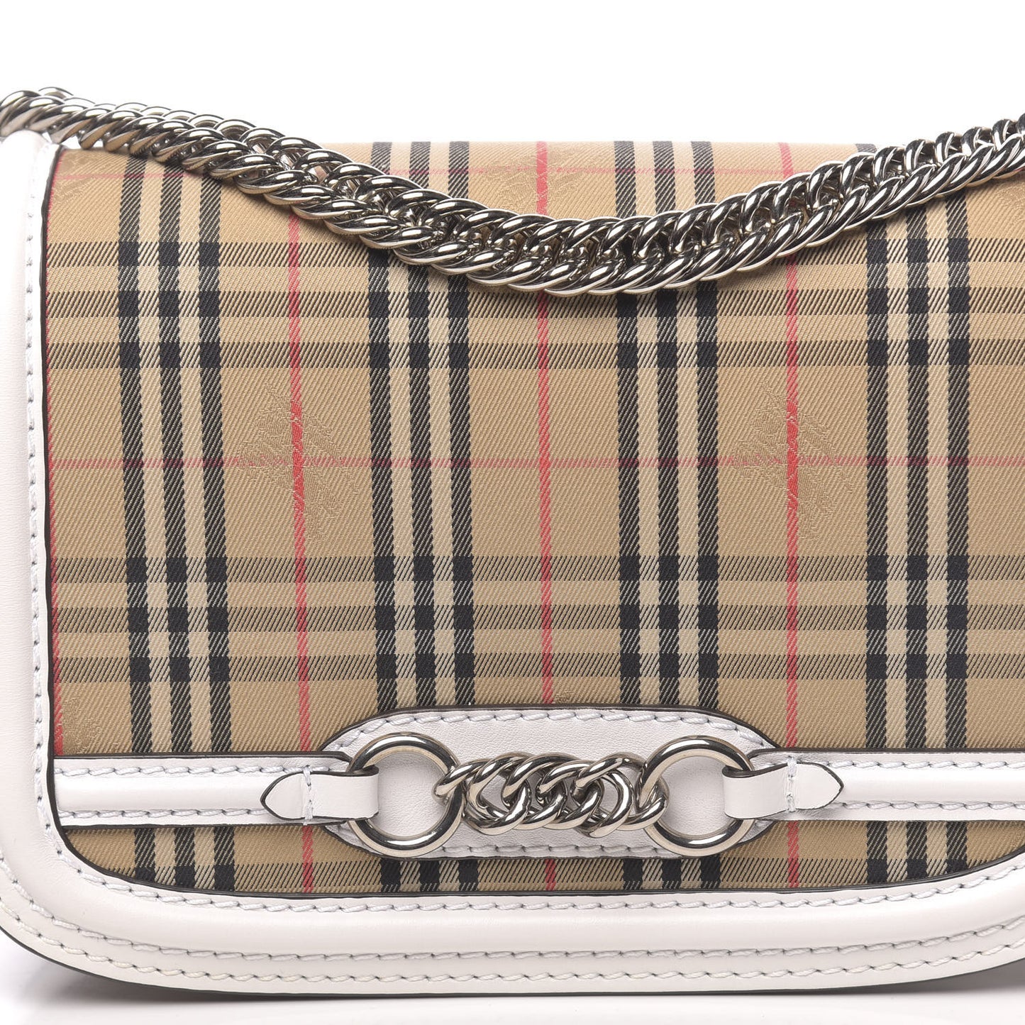 Smooth Calfskin 1983 Knight Check Link Shoulder Bag White
