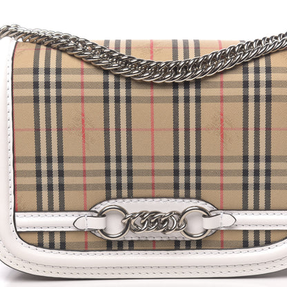 Burberry Smooth Calfskin 1983 Knight Check Link Shoulder Bag White 9 of 9
