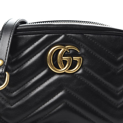 Gucci Calfskin Matelasse Mini GG Marmont Chain Shoulder Bag Black 9 of 10