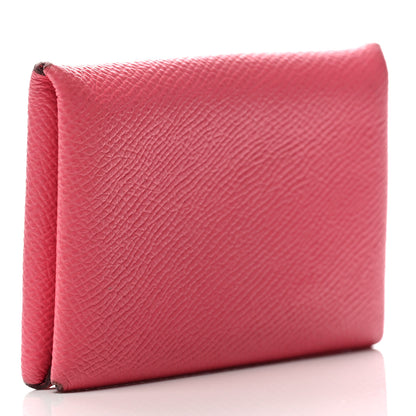 Hermes Epsom Calvi Card Case Rose Azalee 3 of 8