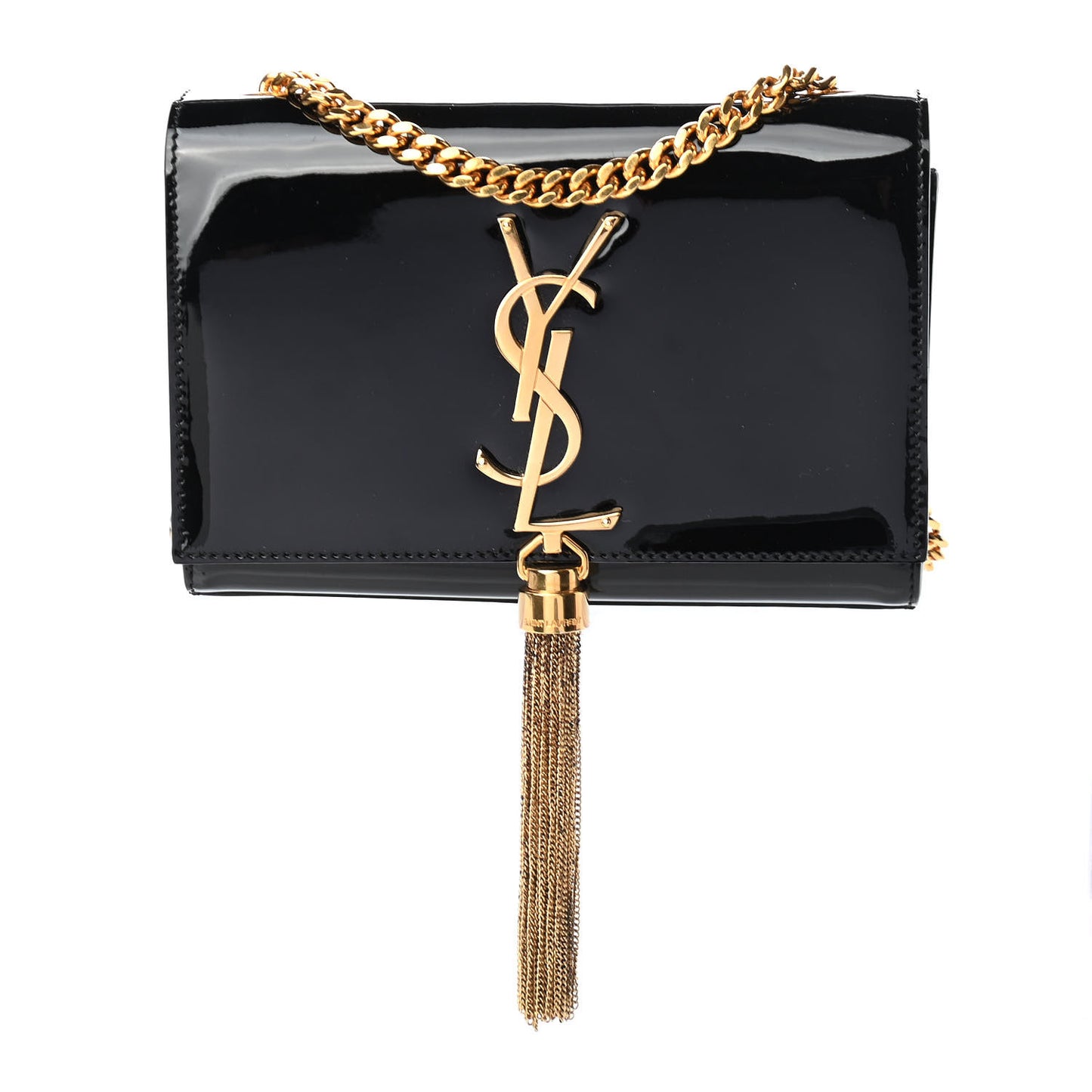 Patent Small Classic Monogram Kate Tassel Satchel Black