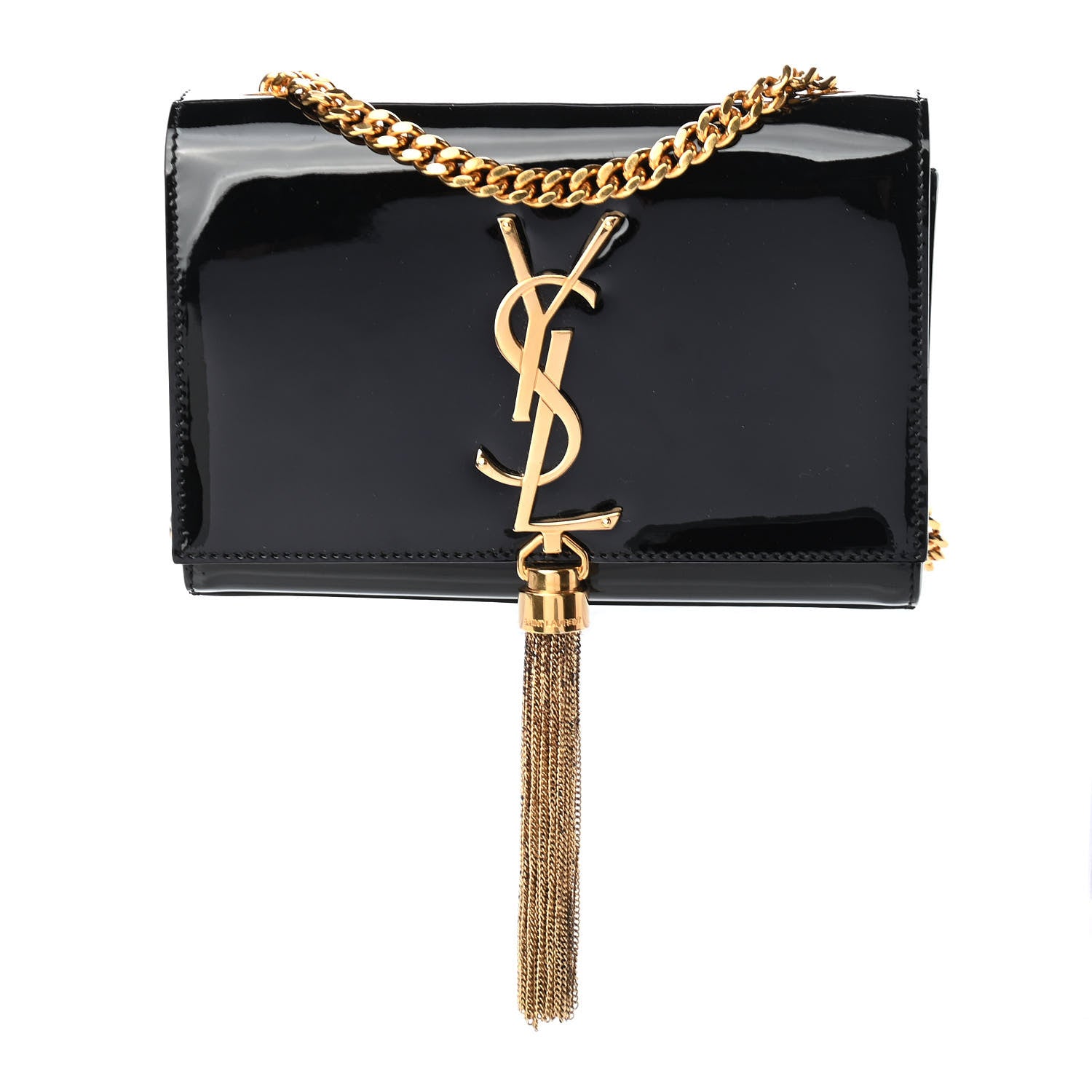 Saint Laurent Patent Small Classic Monogram Kate Tassel Satchel Black 1 of 8