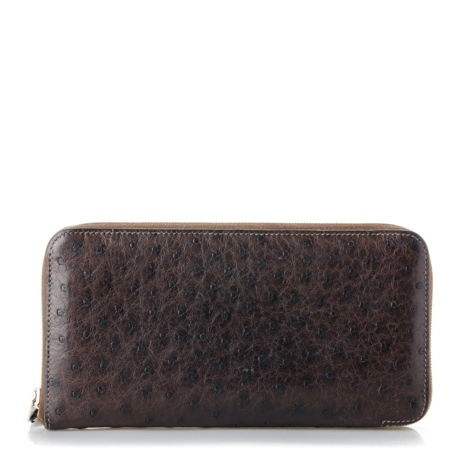 Hermes Ostrich Azap Wallet Chocolate 1 of 7