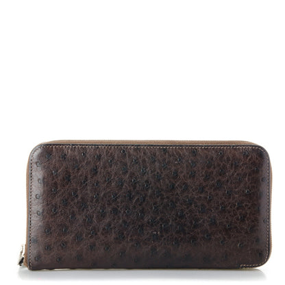 Hermes Ostrich Azap Wallet Chocolate 1 of 7
