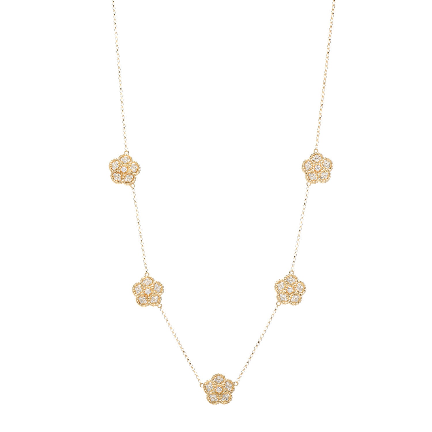 Roberto Coin 18K Yellow Gold Diamond Daisy Station Necklace 1 of 5