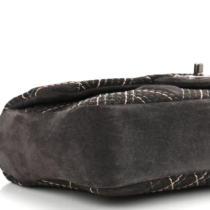 Chanel Suede Stitched Medium Saltire Single Flap Grey 9 of 10