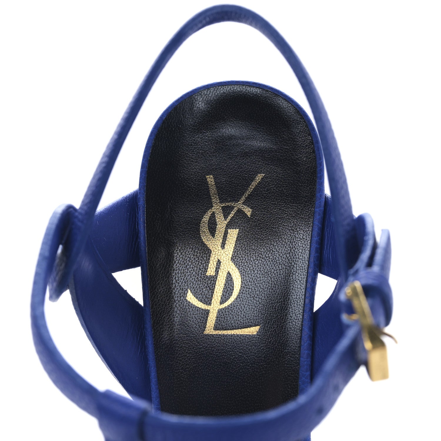 Saint Laurent Grained Calfskin Tribute 75 Platform Sandals 38 Outremer 7 of 9